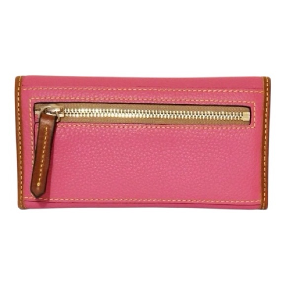 Dooney & Bourke Continental Wallet Pink & Tan Genuine Pebble Leather NWOT - Picture 2 of 9